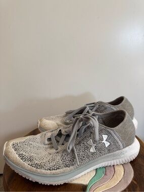 Under Armour Women’s Light Gray Knit Running Sneakers